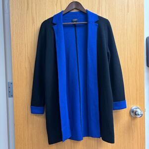 Talbots 100% Merino Wool Colorblock Open Front Duster Career Soft Luxury Bold Mp